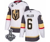 Women's Adidas Vegas Golden Knights #6 Colin Miller Authentic White Away 2018 Stanley Cup Final NHL Jersey