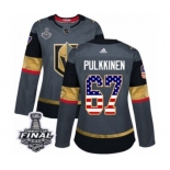 Women's Adidas Vegas Golden Knights #67 Teemu Pulkkinen Authentic Gray USA Flag Fashion 2018 Stanley Cup Final NHL Jersey