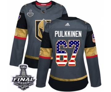 Women's Adidas Vegas Golden Knights #67 Teemu Pulkkinen Authentic Gray USA Flag Fashion 2018 Stanley Cup Final NHL Jersey