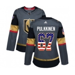 Women's Adidas Vegas Golden Knights #67 Teemu Pulkkinen Authentic Gray USA Flag Fashion NHL Jersey