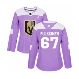 Women's Adidas Vegas Golden Knights #67 Teemu Pulkkinen Authentic Purple Fights Cancer Practice NHL Jersey