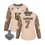 Women's Adidas Vegas Golden Knights #7 Jason Garrison Authentic Camo Veterans Day Practice 2018 Stanley Cup Final NHL Jersey