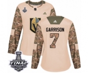 Women's Adidas Vegas Golden Knights #7 Jason Garrison Authentic Camo Veterans Day Practice 2018 Stanley Cup Final NHL Jersey