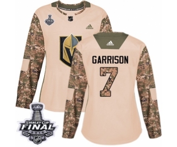 Women's Adidas Vegas Golden Knights #7 Jason Garrison Authentic Camo Veterans Day Practice 2018 Stanley Cup Final NHL Jersey