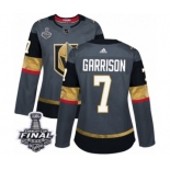 Women's Adidas Vegas Golden Knights #7 Jason Garrison Authentic Gray Home 2018 Stanley Cup Final NHL Jersey