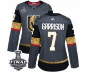 Women's Adidas Vegas Golden Knights #7 Jason Garrison Authentic Gray Home 2018 Stanley Cup Final NHL Jersey