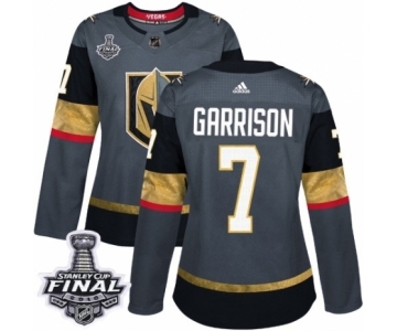 Women's Adidas Vegas Golden Knights #7 Jason Garrison Authentic Gray Home 2018 Stanley Cup Final NHL Jersey