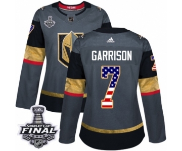 Women's Adidas Vegas Golden Knights #7 Jason Garrison Authentic Gray USA Flag Fashion 2018 Stanley Cup Final NHL Jersey