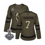 Women's Adidas Vegas Golden Knights #7 Jason Garrison Authentic Green Salute to Service 2018 Stanley Cup Final NHL Jersey