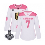 Women's Adidas Vegas Golden Knights #7 Jason Garrison Authentic White-Pink Fashion 2018 Stanley Cup Final NHL Jersey