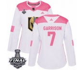 Women's Adidas Vegas Golden Knights #7 Jason Garrison Authentic White-Pink Fashion 2018 Stanley Cup Final NHL Jersey