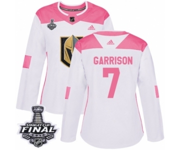 Women's Adidas Vegas Golden Knights #7 Jason Garrison Authentic White-Pink Fashion 2018 Stanley Cup Final NHL Jersey