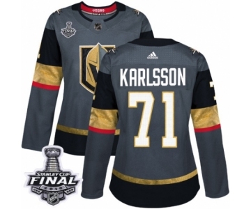 Women's Adidas Vegas Golden Knights #71 William Karlsson Authentic Gray Home 2018 Stanley Cup Final NHL Jersey