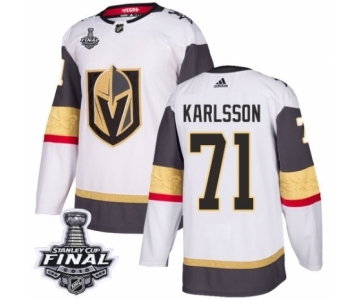 Women's Adidas Vegas Golden Knights #71 William Karlsson Authentic White Away 2018 Stanley Cup Final NHL Jersey