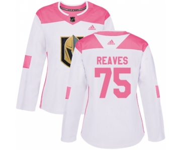 Women's Adidas Vegas Golden Knights #75 Ryan Reaves Authentic White Pink Fashion NHL Jersey