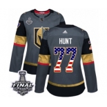 Women's Adidas Vegas Golden Knights #77 Brad Hunt Authentic Gray USA Flag Fashion 2018 Stanley Cup Final NHL Jersey