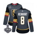 Women's Adidas Vegas Golden Knights #8 Griffin Reinhart Authentic Gray Home 2018 Stanley Cup Final NHL Jersey