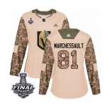 Women's Adidas Vegas Golden Knights #81 Jonathan Marchessault Authentic Camo Veterans Day Practice 2018 Stanley Cup Final NHL Jersey