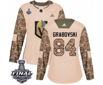 Women's Adidas Vegas Golden Knights #84 Mikhail Grabovski Authentic Camo Veterans Day Practice 2018 Stanley Cup Final NHL Jersey