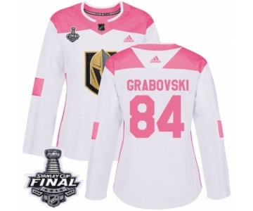 Women's Adidas Vegas Golden Knights #84 Mikhail Grabovski Authentic White-Pink Fashion 2018 Stanley Cup Final NHL Jersey