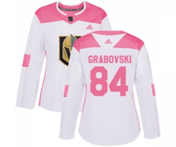 Women's Adidas Vegas Golden Knights #84 Mikhail Grabovski Authentic White-Pink Fashion NHL Jersey