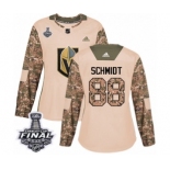 Women's Adidas Vegas Golden Knights #88 Nate Schmidt Authentic Camo Veterans Day Practice 2018 Stanley Cup Final NHL Jersey