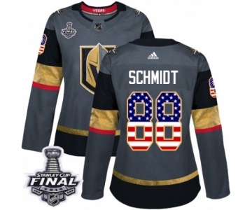 Women's Adidas Vegas Golden Knights #88 Nate Schmidt Authentic Gray USA Flag Fashion 2018 Stanley Cup Final NHL Jersey