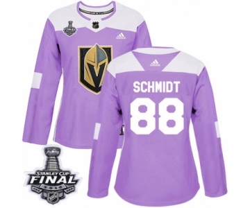 Women's Adidas Vegas Golden Knights #88 Nate Schmidt Authentic Purple Fights Cancer Practice 2018 Stanley Cup Final NHL Jersey