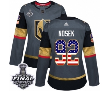 Women's Adidas Vegas Golden Knights #92 Tomas Nosek Authentic Gray USA Flag Fashion 2018 Stanley Cup Final NHL Jersey