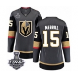 Women's Vegas Golden Knights #15 Jon Merrill Authentic Black Home Fanatics Branded Breakaway 2018 Stanley Cup Final NHL Jersey