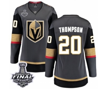 Women's Vegas Golden Knights #20 Paul Thompson Authentic Black Home Fanatics Branded Breakaway 2018 Stanley Cup Final NHL Jersey