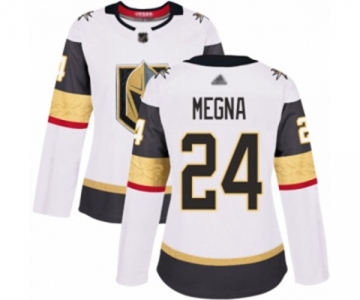 Women's Vegas Golden Knights #24 Jaycob Megna Authentic White Away Hockey Jersey