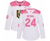 Women's Vegas Golden Knights #24 Jaycob Megna Authentic White Pink Fashion Hockey Jersey