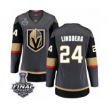 Women's Vegas Golden Knights #24 Oscar Lindberg Authentic Black Home Fanatics Branded Breakaway 2018 Stanley Cup Final NHL Jersey