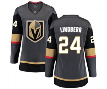 Women's Vegas Golden Knights #24 Oscar Lindberg Authentic Black Home Fanatics Branded Breakaway NHL Jersey