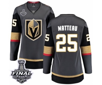 Women's Vegas Golden Knights #25 Stefan Matteau Authentic Black Home Fanatics Branded Breakaway 2018 Stanley Cup Final NHL Jersey