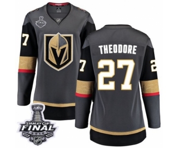 Women's Vegas Golden Knights #27 Shea Theodore Authentic Black Home Fanatics Branded Breakaway 2018 Stanley Cup Final NHL Jersey