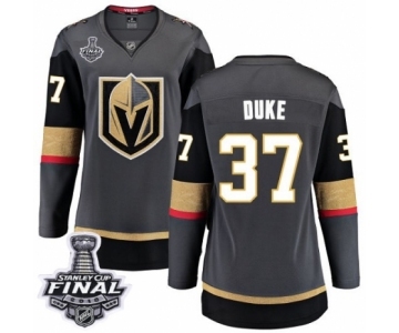 Women's Vegas Golden Knights #37 Reid Duke Authentic Black Home Fanatics Branded Breakaway 2018 Stanley Cup Final NHL Jersey