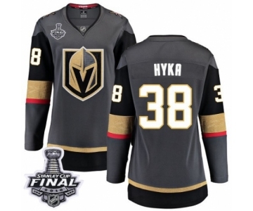 Women's Vegas Golden Knights #38 Tomas Hyka Authentic Black Home Fanatics Branded Breakaway 2018 Stanley Cup Final NHL Jersey