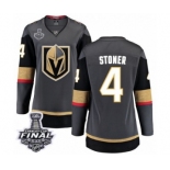 Women's Vegas Golden Knights #4 Clayton Stoner Authentic Black Home Fanatics Branded Breakaway 2018 Stanley Cup Final NHL Jersey