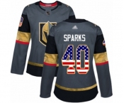 Women's Vegas Golden Knights #40 Garret Sparks Authentic Gray USA Flag Fashion Hockey Jersey