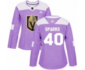 Women's Vegas Golden Knights #40 Garret Sparks Authentic Purple Fights Cancer Practice Hockey Jersey