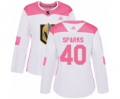 Women's Vegas Golden Knights #40 Garret Sparks Authentic White Pink Fashion Hockey Jersey