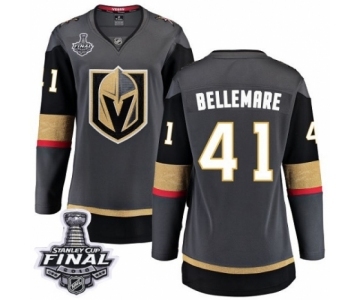 Women's Vegas Golden Knights #41 Pierre-Edouard Bellemare Authentic Black Home Fanatics Branded Breakaway 2018 Stanley Cup Final NHL Jersey