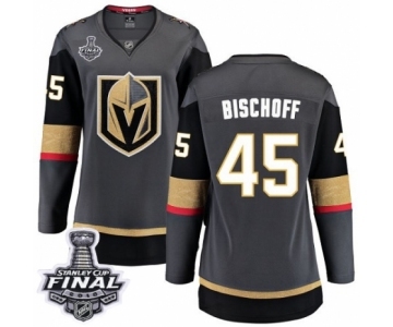 Women's Vegas Golden Knights #45 Jake Bischoff Authentic Black Home Fanatics Branded Breakaway 2018 Stanley Cup Final NHL Jersey