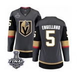 Women's Vegas Golden Knights #5 Deryk Engelland Authentic Black Home Fanatics Branded Breakaway 2018 Stanley Cup Final NHL Jersey