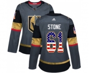 Women's Vegas Golden Knights #61 Mark Stone Authentic Gray USA Flag Fashion Hockey Jersey