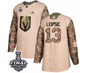 Youth Adidas Vegas Golden Knights #13 Brendan Leipsic Authentic Camo Veterans Day Practice 2018 Stanley Cup Final NHL Jersey