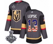 Youth Adidas Vegas Golden Knights #13 Brendan Leipsic Authentic Gray USA Flag Fashion 2018 Stanley Cup Final NHL Jersey