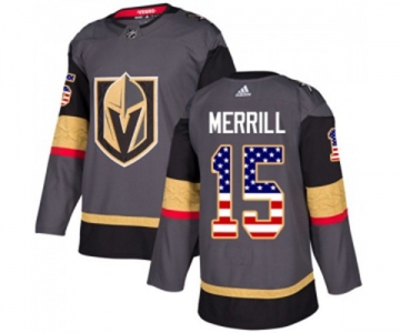 Youth Adidas Vegas Golden Knights #15 Jon Merrill Authentic Gray USA Flag Fashion NHL Jersey